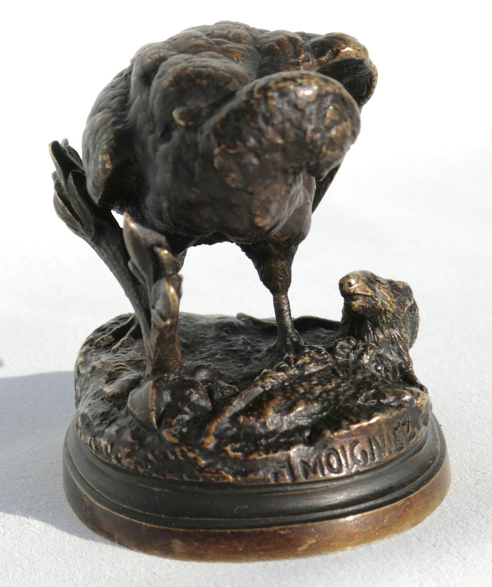 Sculpture En Bronze , Sujet Animalier , Perdrix & Rat Signé Jules Moigniez ( 1835 - 1894 ) XIXe-photo-3