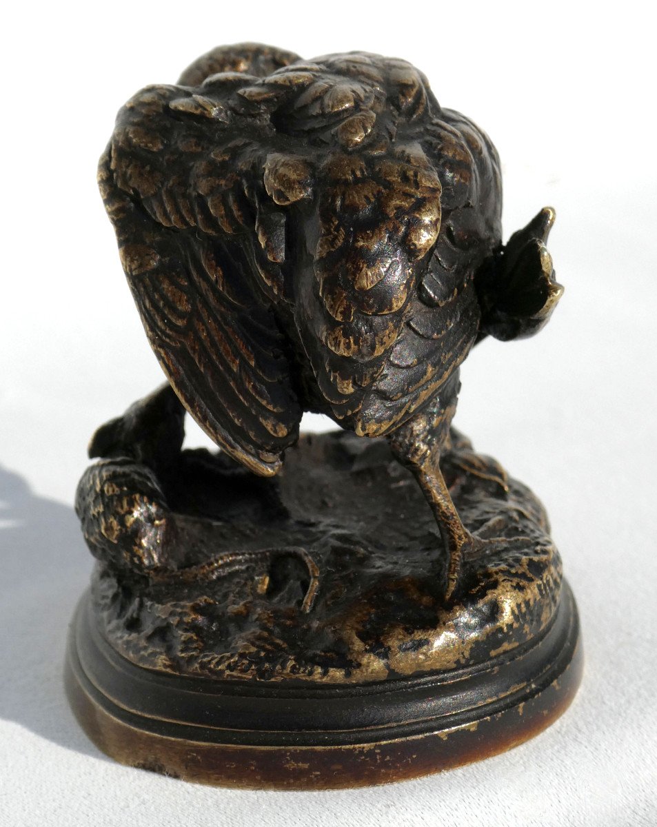 Sculpture En Bronze , Sujet Animalier , Perdrix & Rat Signé Jules Moigniez ( 1835 - 1894 ) XIXe-photo-2