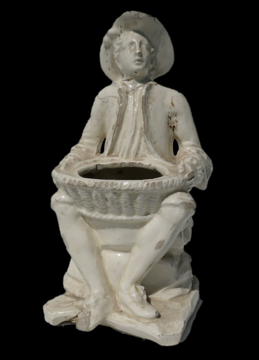 Pair Of 18th Century Planters, Lorraine Land / Pont Aux Choux, Peasant Couple -photo-2
