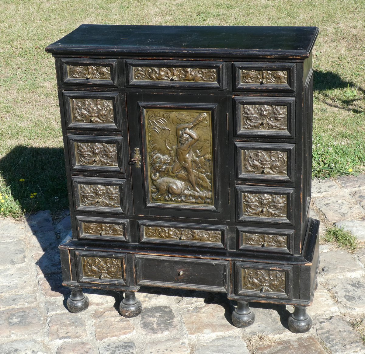 Cabinet XIXe Style Renaissance , Napoléon III , Decor mythologique , Hercule & L'hydre De Lerne-photo-3
