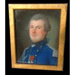 Portrait Au Pastel , Jeune Officier De Hussard époque XVIIIe Siecle , Uniforme , Militaire Louis XVI