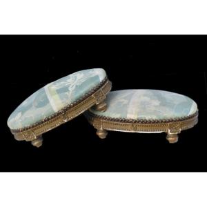 Pair Of Foot Rests, 19th Century Period, Louis XVI Style, Heater, Dog Cushions