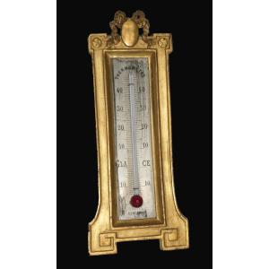 Thermometre Epoque Napoléon III Style Louis XVI , Bois Doré XIXe , Noeud De Ruban