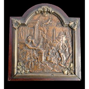 Bas Relief 17th Century Period, Mythological Scene, The Abduction Of Helene By Paris, 