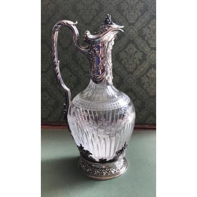Crystal And Sterling Silver Ewer