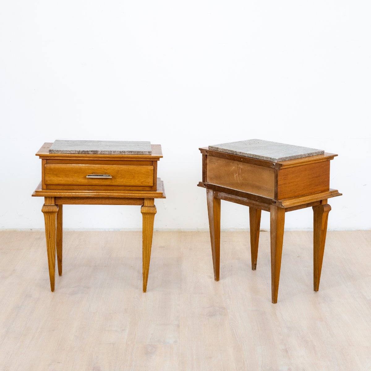 Tables de Chevet Art Déco avec Dessus en Marbre, 1930s, Set de 2-photo-5