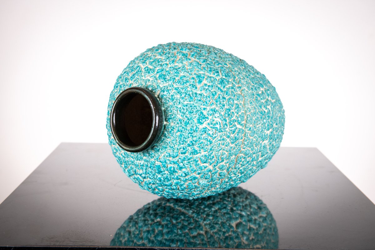 Céramique Louis Dage decor neige émeraude circa 1925-photo-2