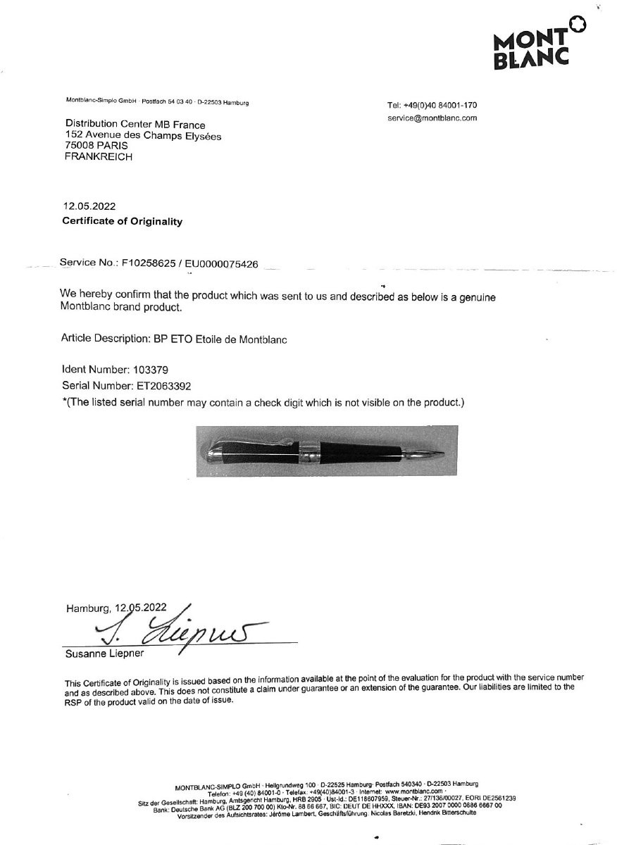 STYLOS étoile de montblanc - 103379 bille-photo-3