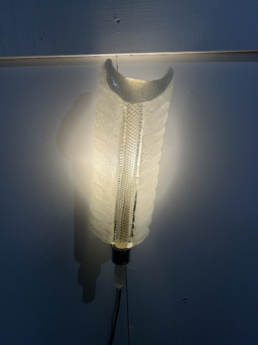 Applique Murale Feuille en Verre de Murano attribuée à André Arbus pour Barovier & Toso, 1950s-photo-3