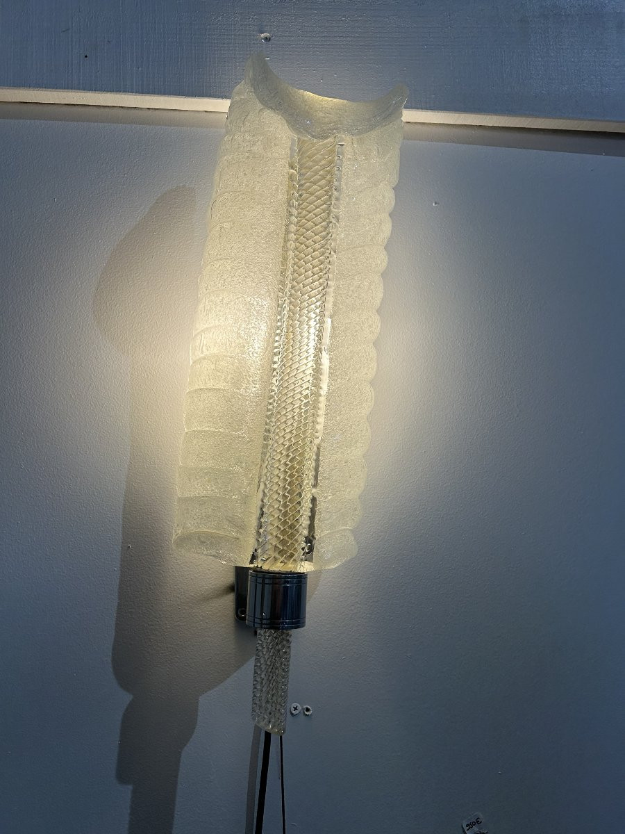 Applique Murale Feuille en Verre de Murano attribuée à André Arbus pour Barovier & Toso, 1950s-photo-4