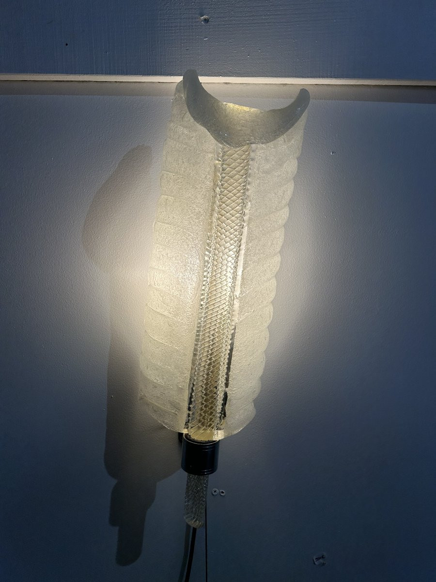 Applique Murale Feuille en Verre de Murano attribuée à André Arbus pour Barovier & Toso, 1950s-photo-2