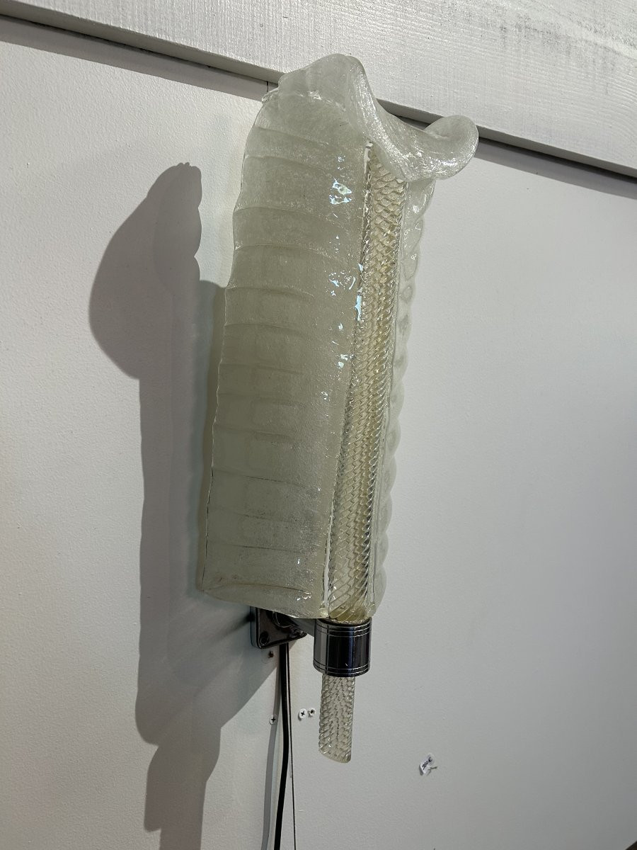 Applique Murale Feuille en Verre de Murano attribuée à André Arbus pour Barovier & Toso, 1950s-photo-4