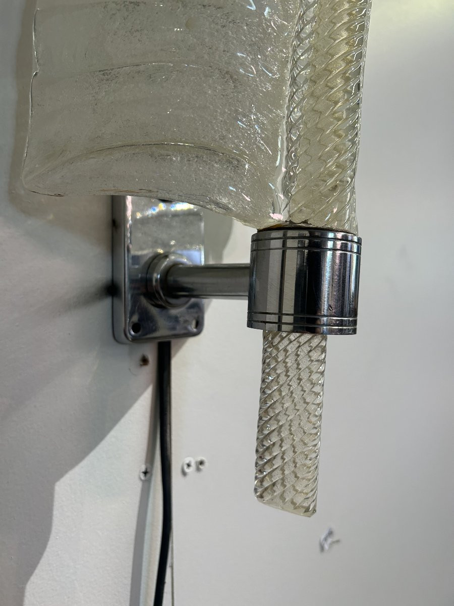 Applique Murale Feuille en Verre de Murano attribuée à André Arbus pour Barovier & Toso, 1950s-photo-5