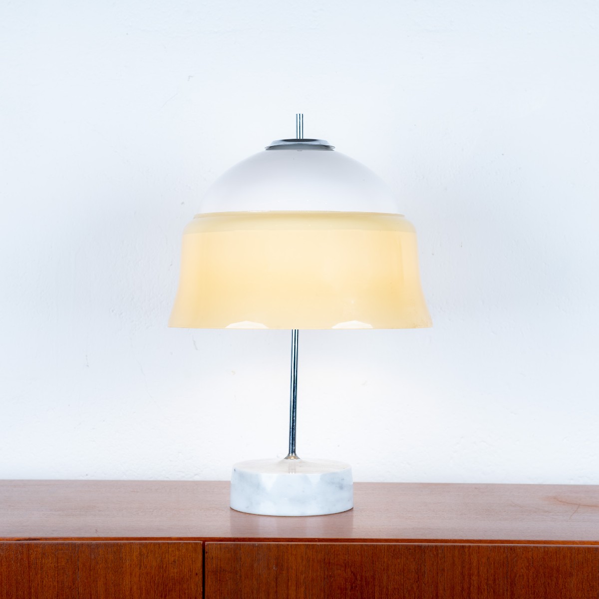 Table Lamp In Opaline Glass And Marble, France, 1960