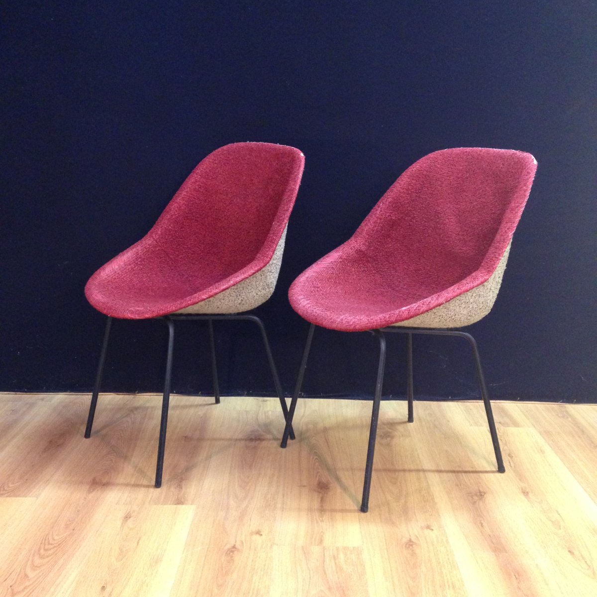 Chaises Roses By Geneviève Dangles-christian Defrance For Burov, 1950s, Set Of 2-photo-4