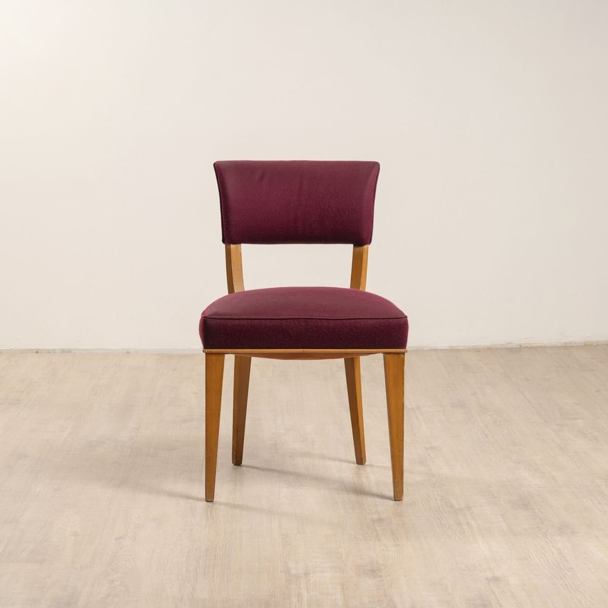 Chaises Art Deco en Soie Violette par Jules Leleu, Set de 4-photo-2