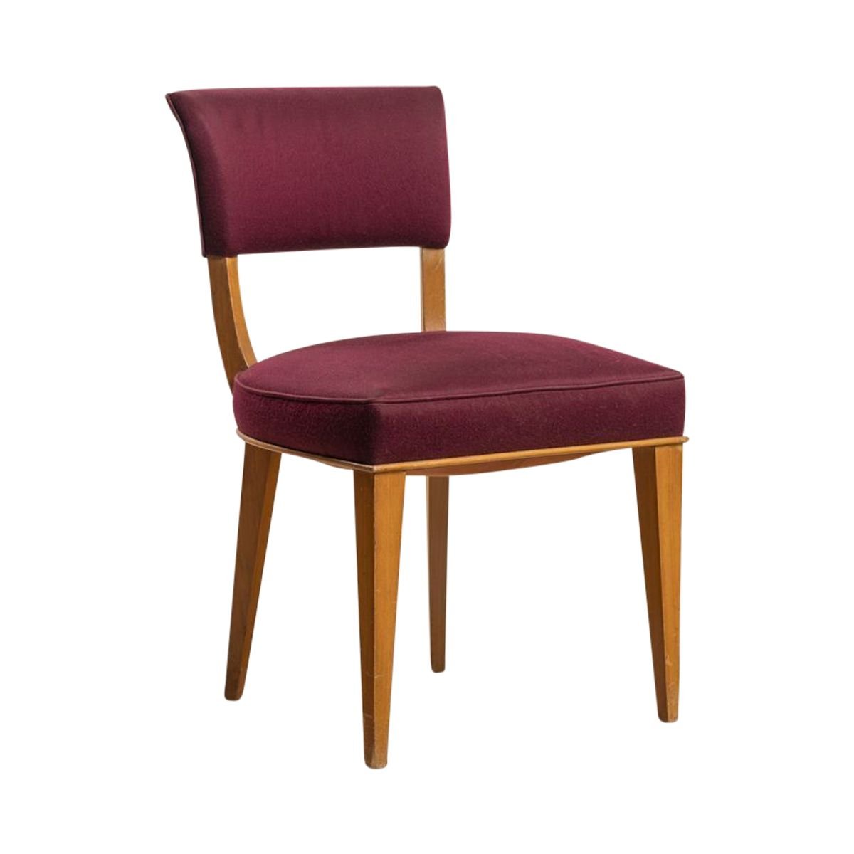 Chaises Art Deco en Soie Violette par Jules Leleu, Set de 4-photo-3