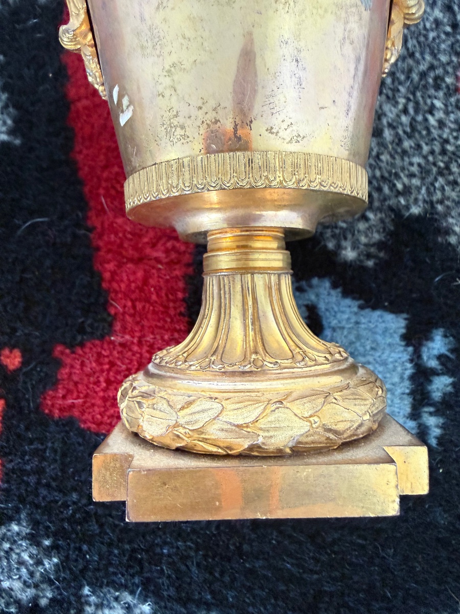 Cassolette d’époque Louis XVI, en or moulu (rose et jaune) -photo-5