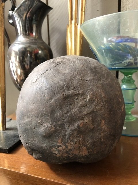 Vanité.  (crâne,tête De Mort). Vanité sculptée en terre cuite,travail original de la fin du XIX-photo-4