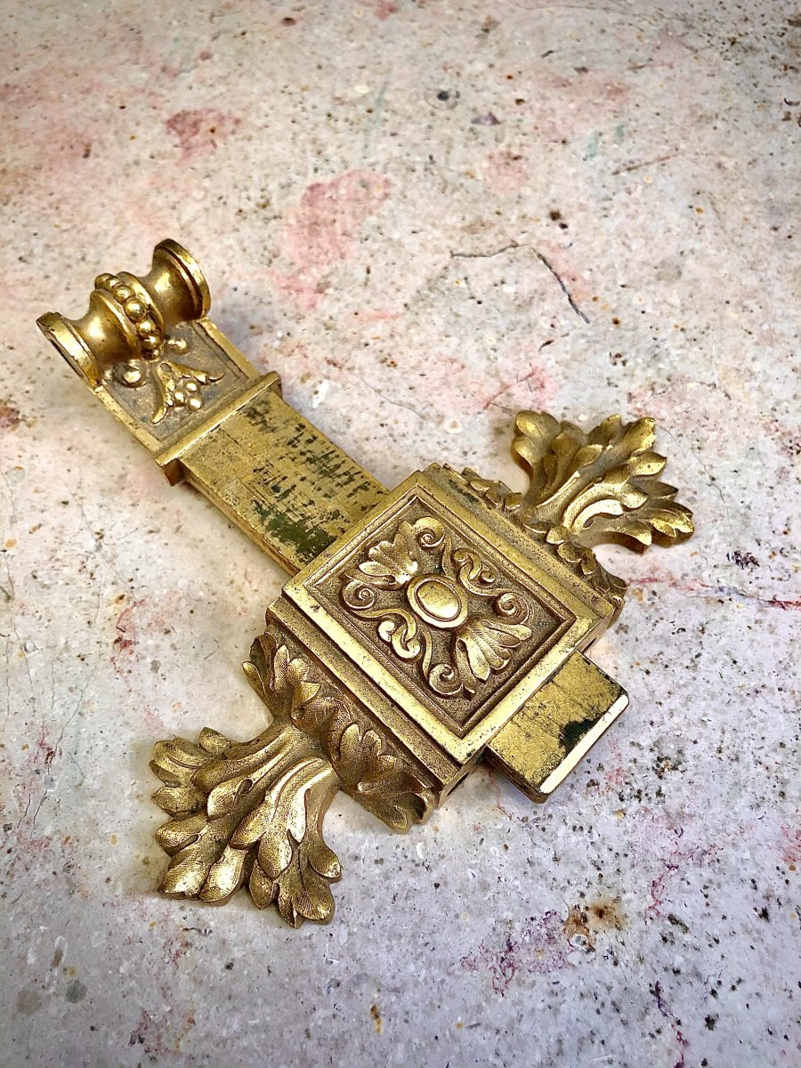 Petit Verrou En Bronze Doré De Style Louis XVI, Vers 1880. -photo-4