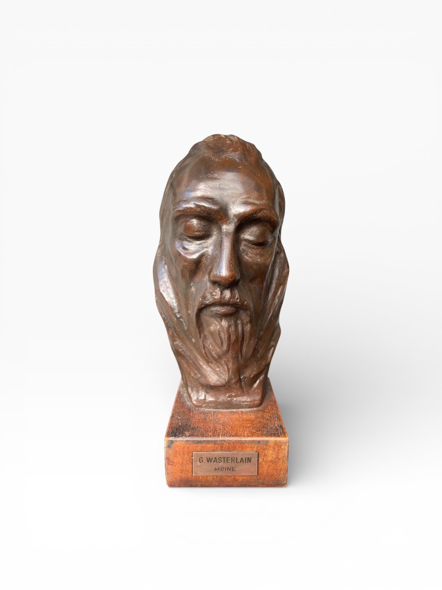 G. Wasterlain “monk” Figurative Sculpture, Belgium, Mid-20th Century