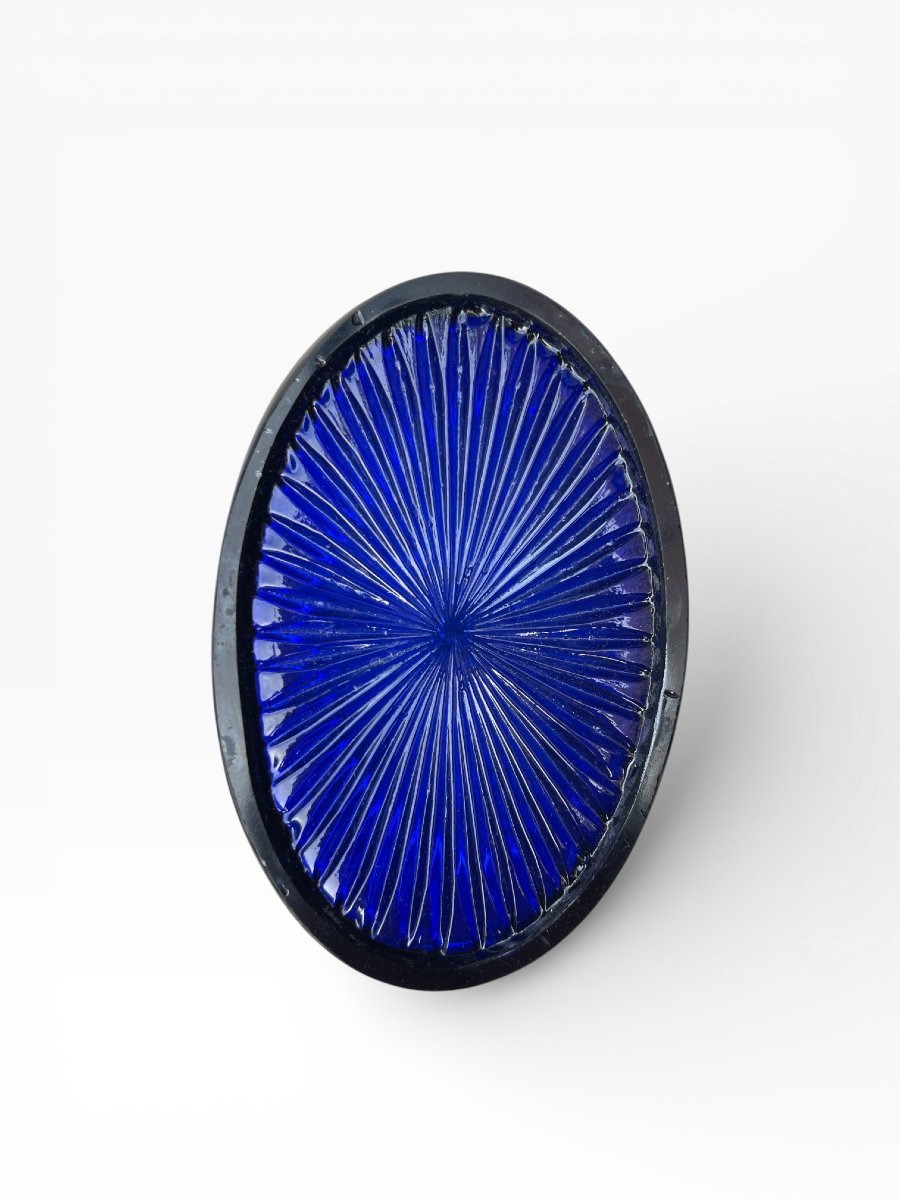 Silver-plated Metal And Colored Glass Sugar Bowl, 19th Century-photo-3