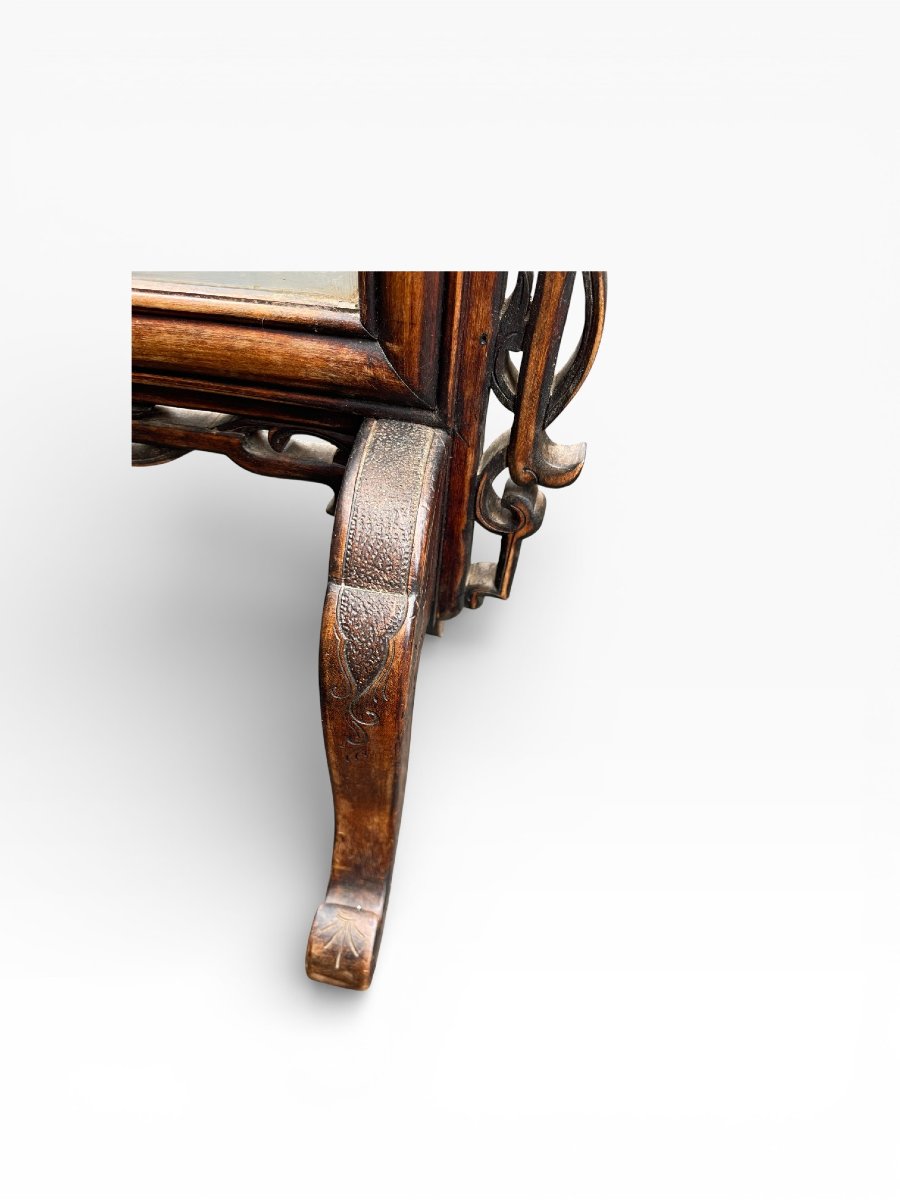 Écran de cheminée en noyer et verre sculpté, fin XIXᵉ-photo-3