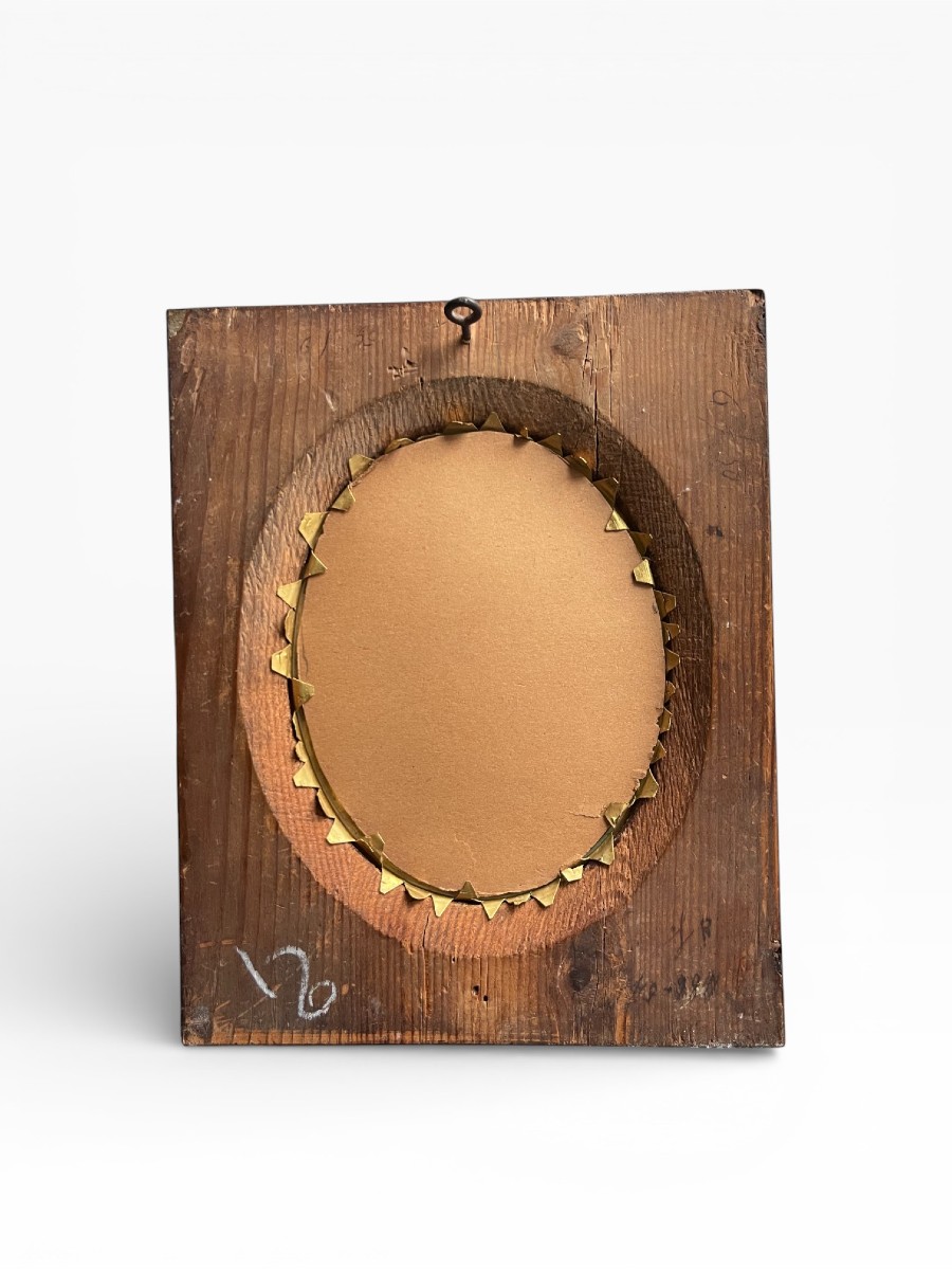 Petit cadre d’époque en placage de loupe d'orme. XIXᵉ siècle-photo-2