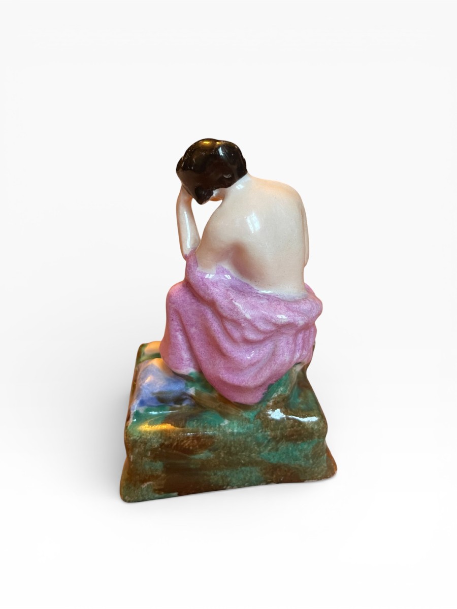 Figurative Inkwell In Polychrome Earthenware-photo-2