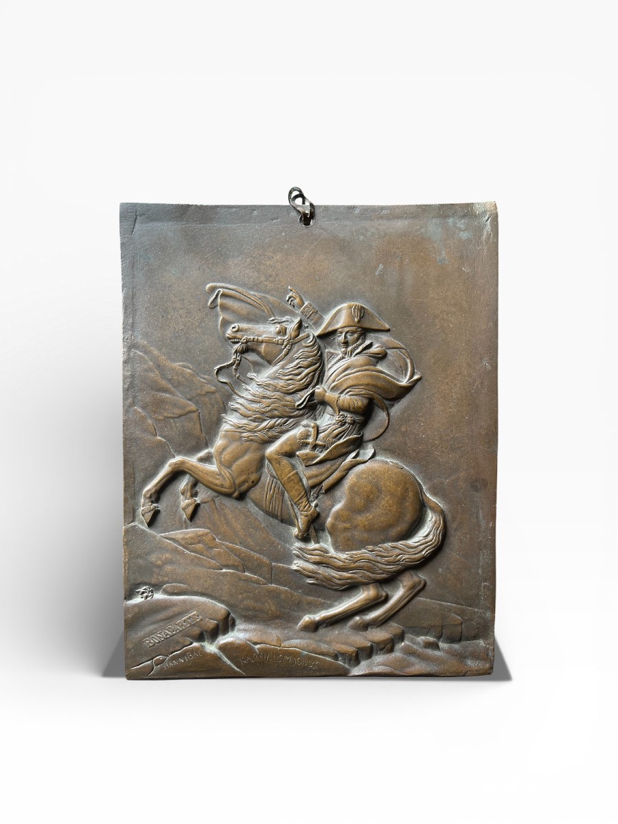Plaque décorative représentant Napoléon Ier à cheval, bronze, fin XIXᵉ