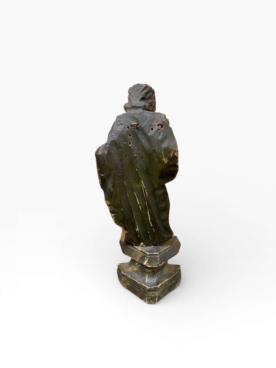 German Bishop In Carved Wood, 18th Century-photo-2