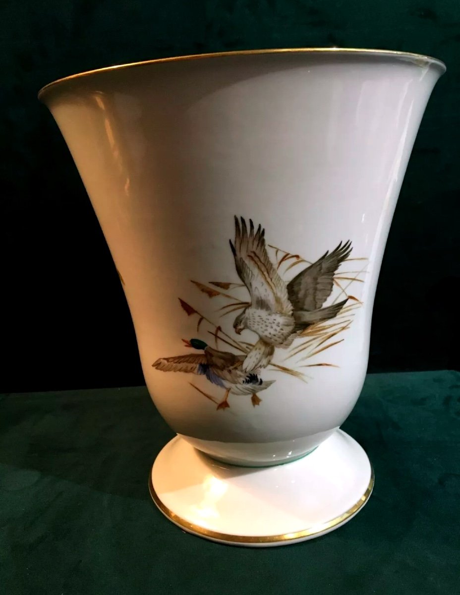 Large Heinrich German Porcelain Vase, Hunting Vase-photo-3