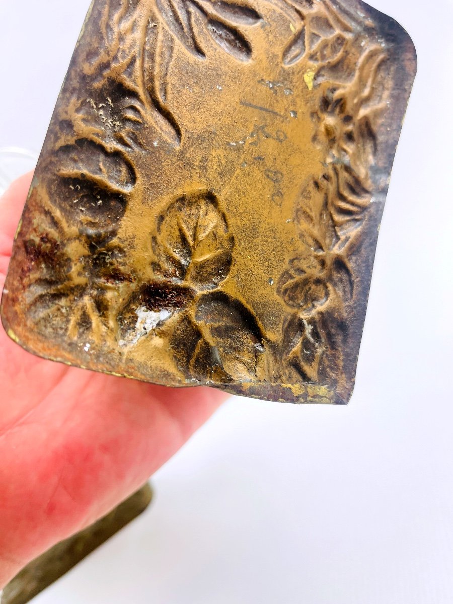Paire De Bouquetières, Cerfs En Métal Repoussé Porte-fleurs-photo-3