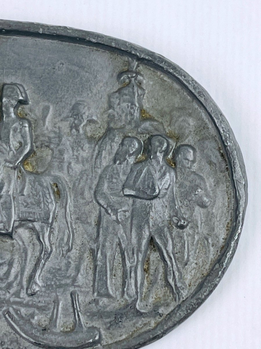 Bas Relief Plaque In Lead, Battle Scene, Napoleon-photo-2