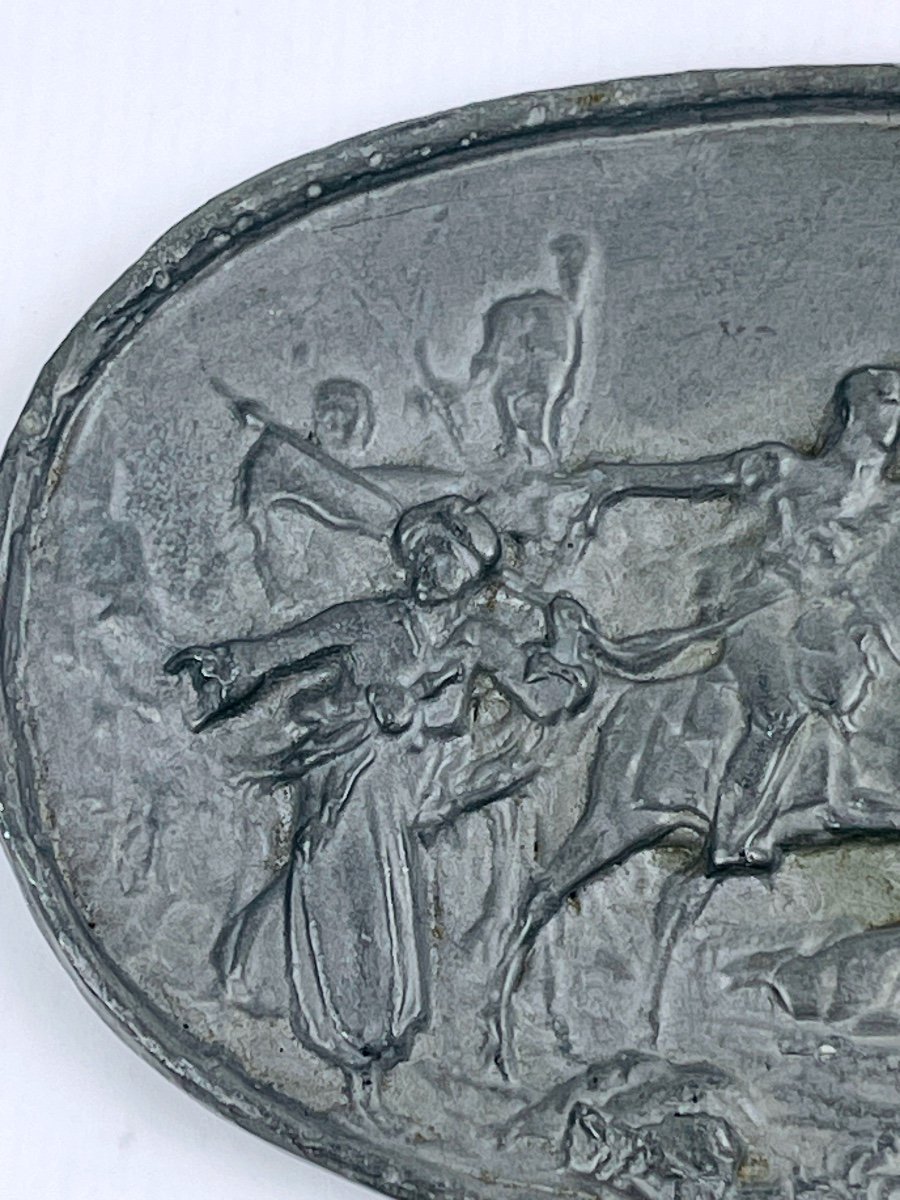 Bas Relief Plaque In Lead, Battle Scene, Napoleon-photo-1