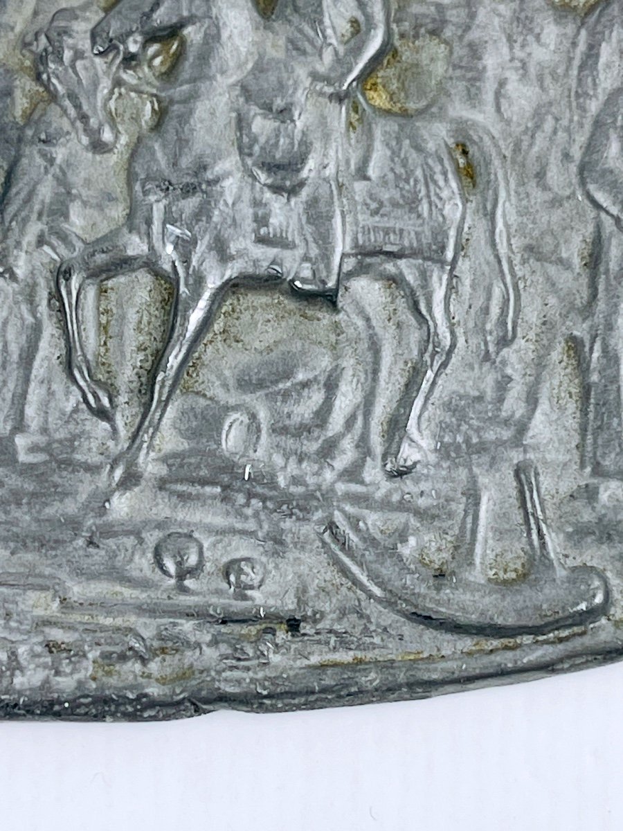 Bas Relief Plaque In Lead, Battle Scene, Napoleon-photo-2