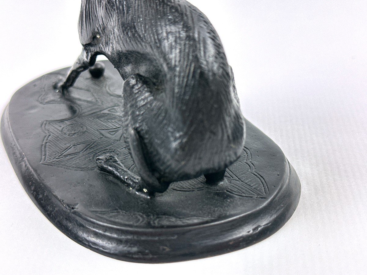 Greyhound Playing Ball - Pierre Jules Mene (1810-1879) (after) - Bronze With Black Patina-photo-3