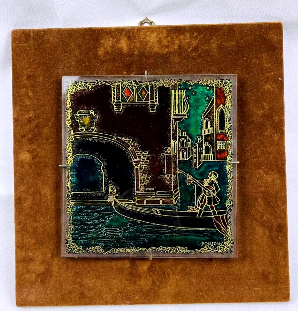 Vintage Incised Murano Glass Frame, Venice