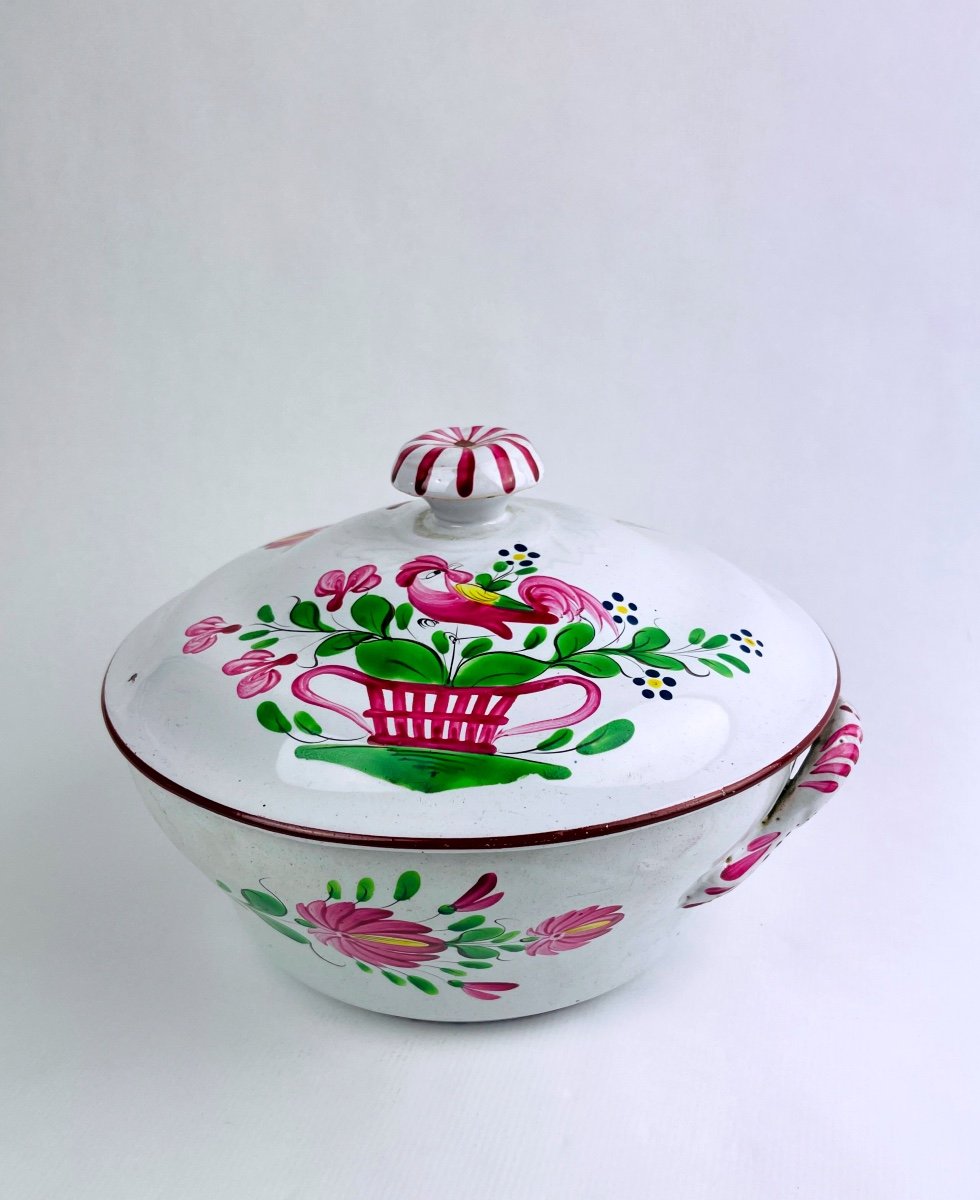 Tureen, Saint Clément Earthenware Terrine, Coq Au Panier Fleuri