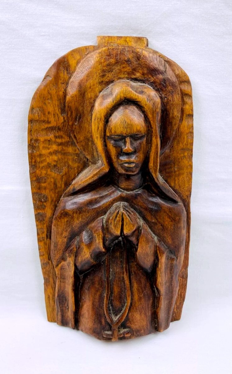 Icône Vierge Du Silence 20x25 Cm - Bois Massif De Sapin - Artisanat Italien - Décoration Religieuse
