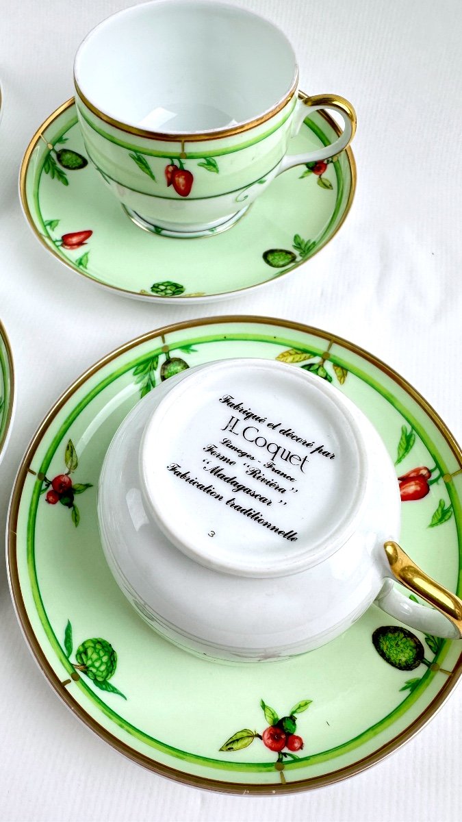 Belle Suite De 4 Tasses à Thé Jl Coquet -photo-2
