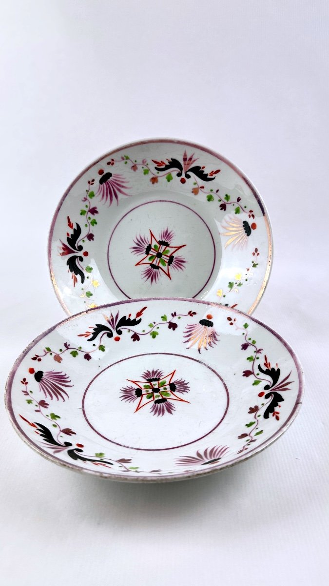 Pair Of Restoration Period Plates In Paris Porcelain