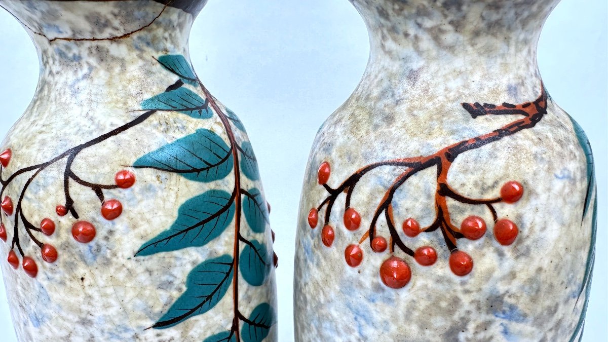 Beautiful Pair Of Art Deco Vases By Louis Dage-photo-4