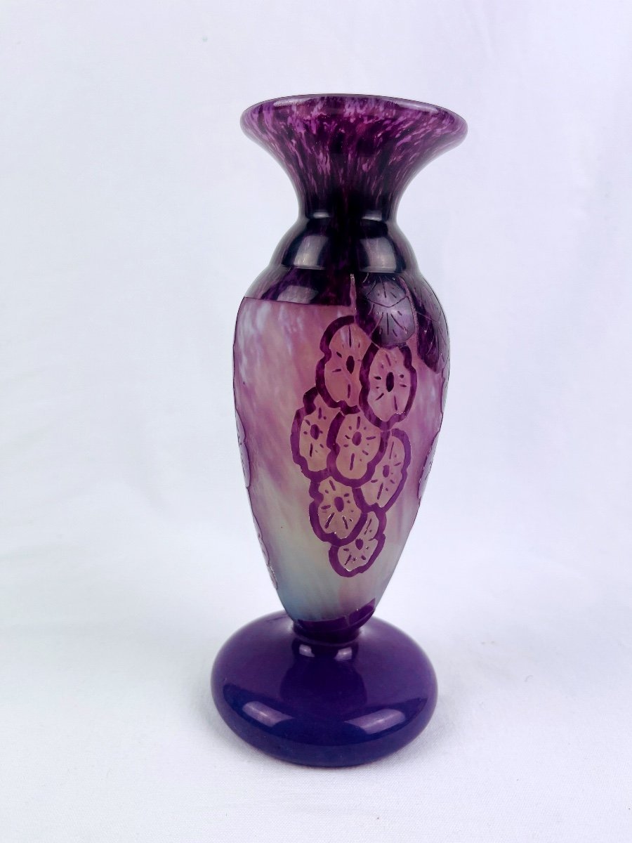 French Glass, Multi-layer Glass Vase Signed Charder-photo-3
