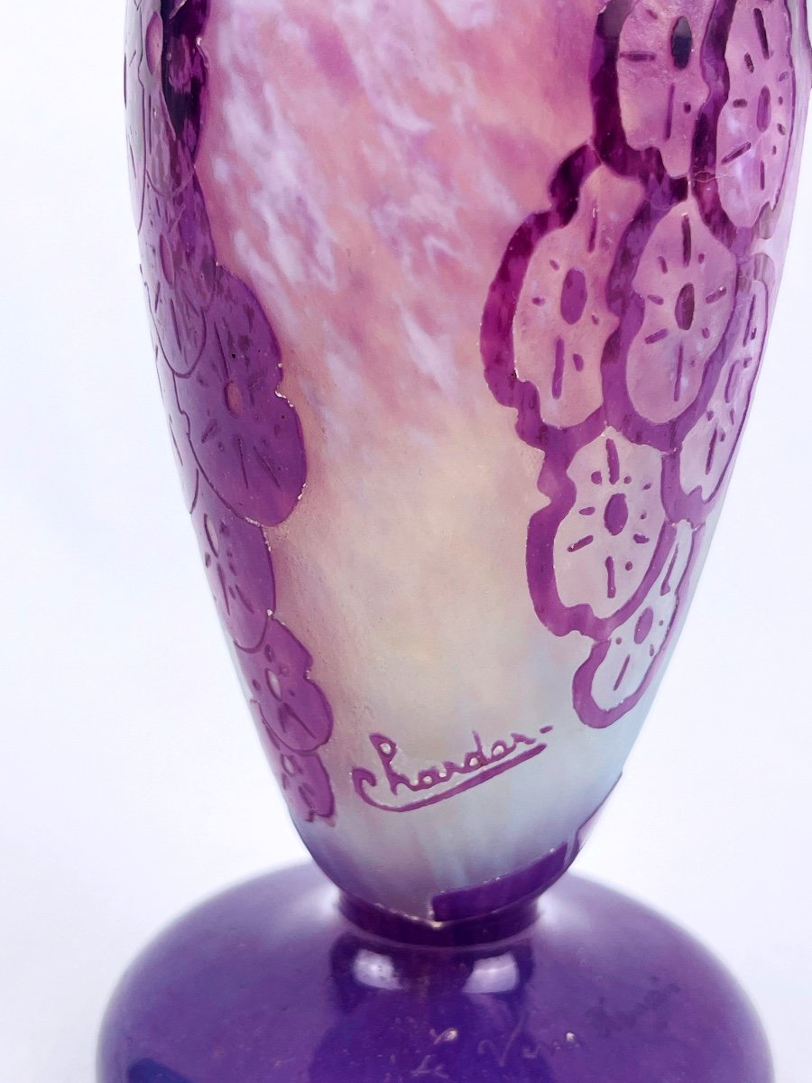 French Glass, Multi-layer Glass Vase Signed Charder-photo-1