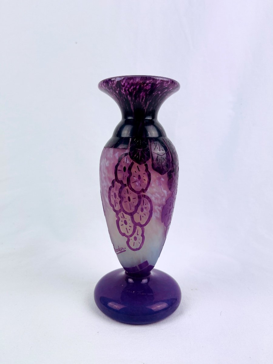 French Glass, Multi-layer Glass Vase Signed Charder