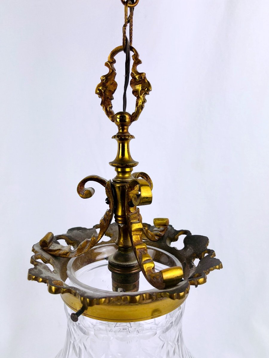 Small Bronze And Cut Crystal Hall Lantern -photo-1