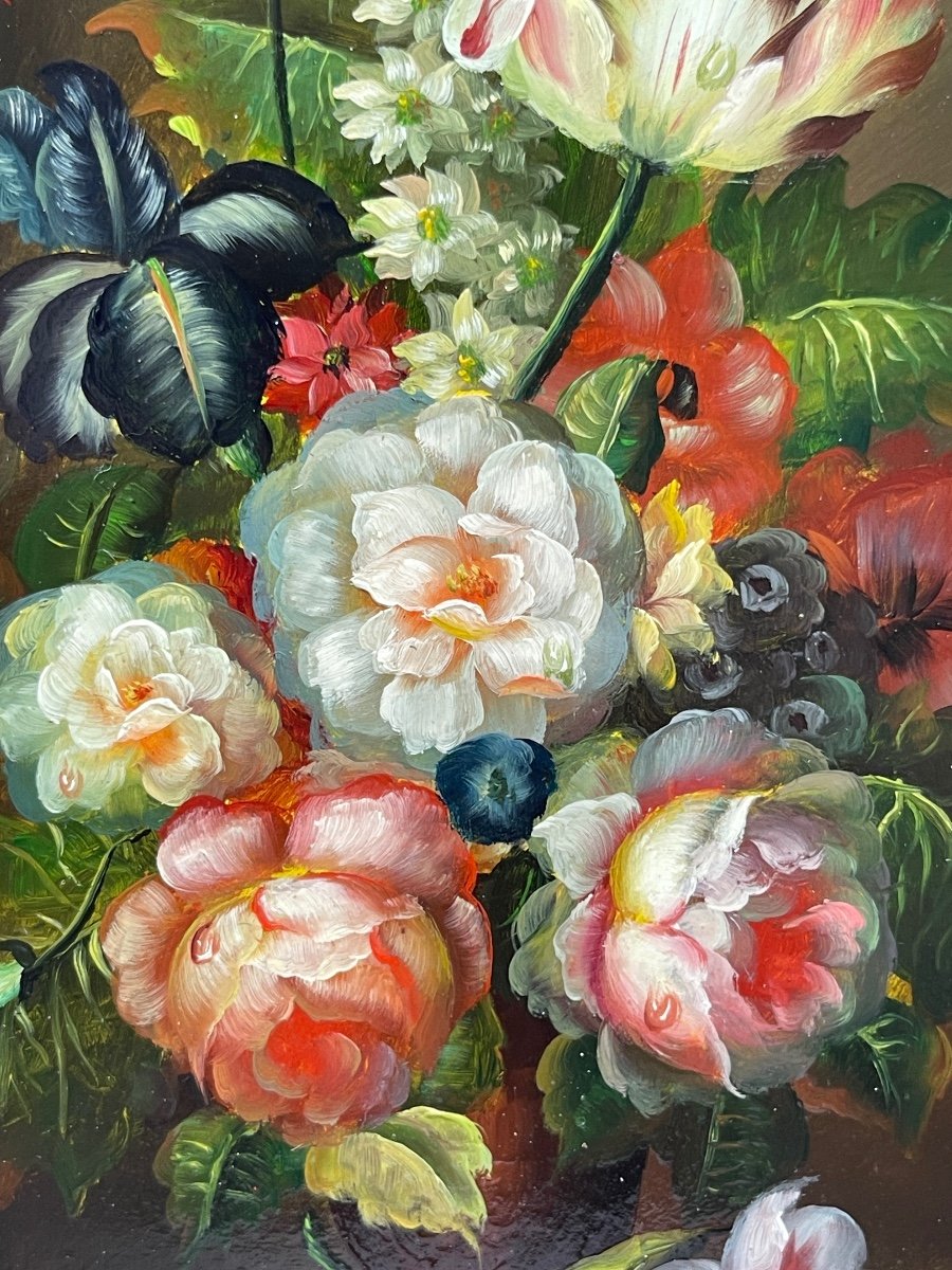 Oil On Panel, Still Life With Flowers-photo-2