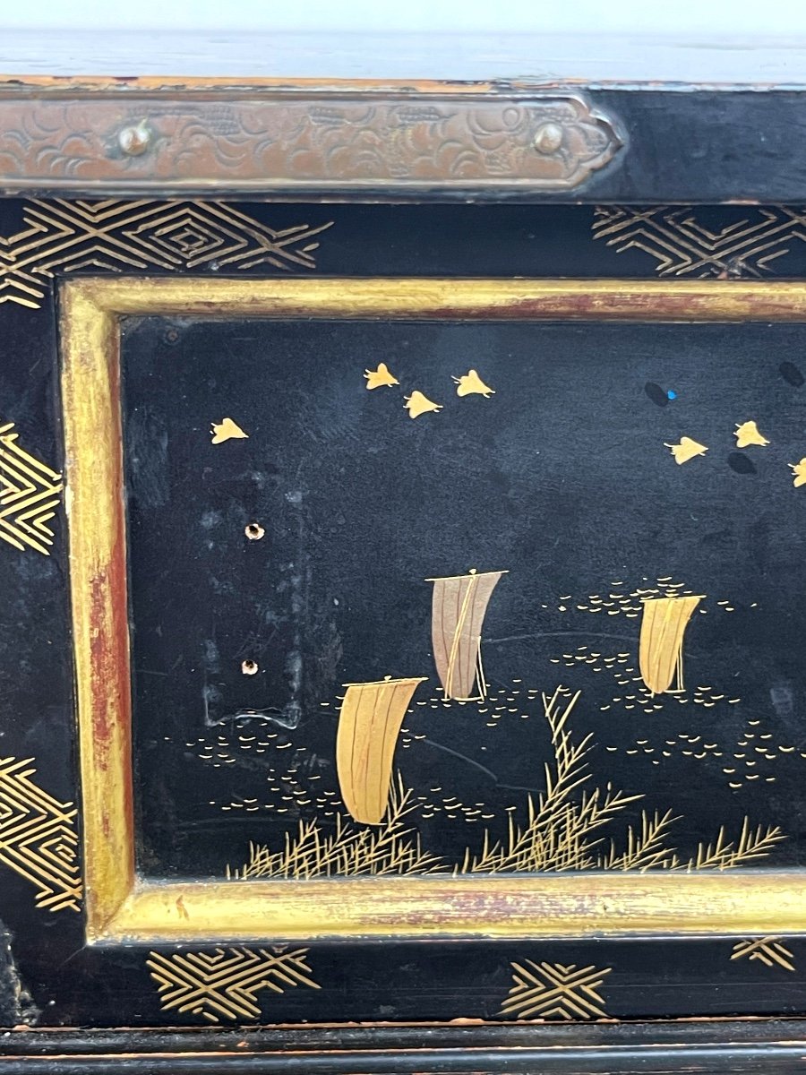 Cabinet In Lacquer And Porcelain Plaques, Japan 19th Century-photo-7