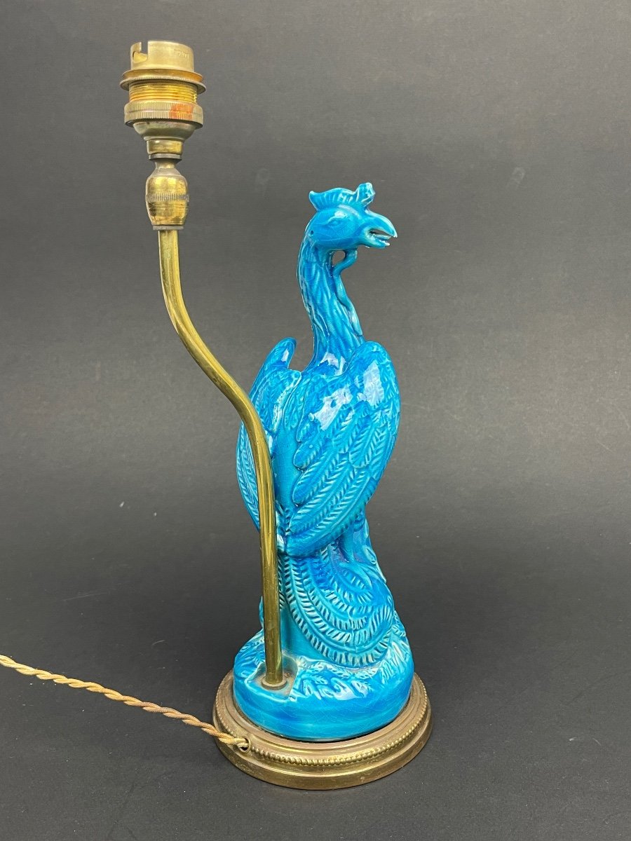 Pied De Lampe En Porcelaine Bleue De Chine, Phoenix-photo-3